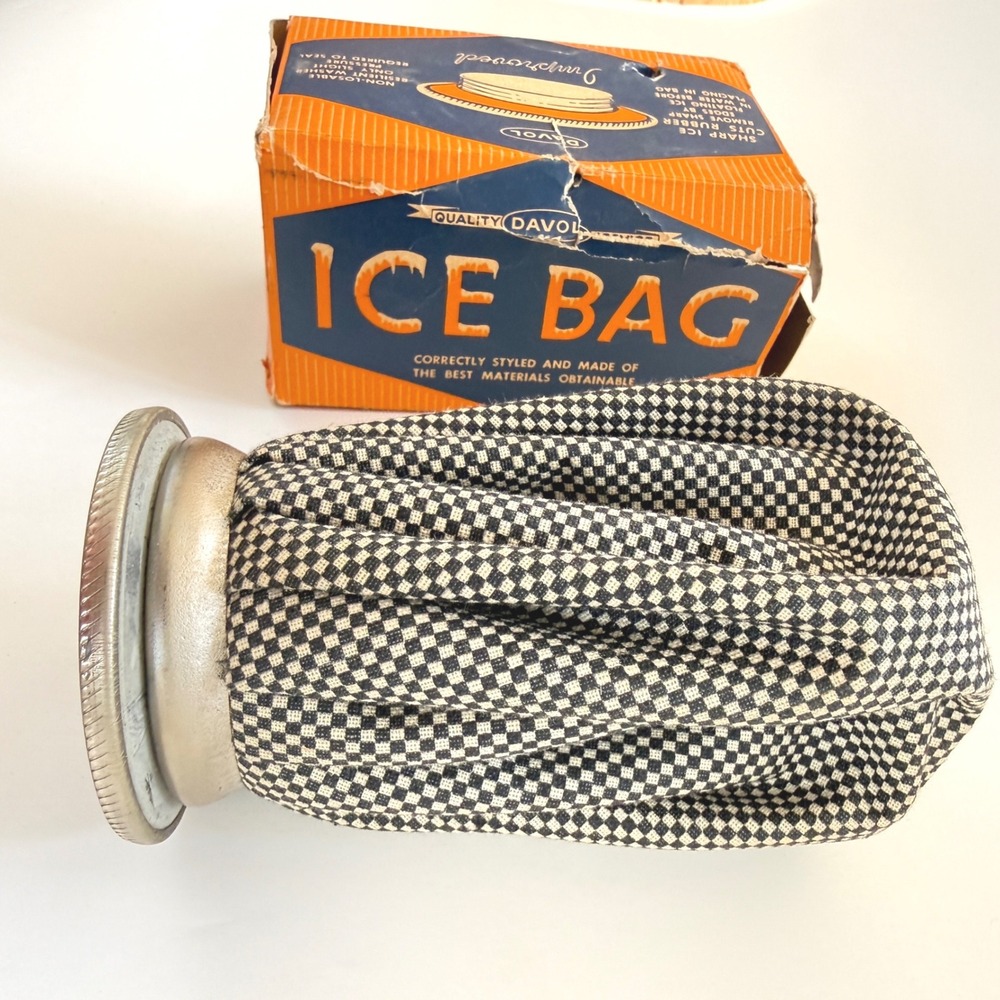 Vintage Davol Ice‎ Bag 6" English Ice Bag Rubber Screw Cap USA